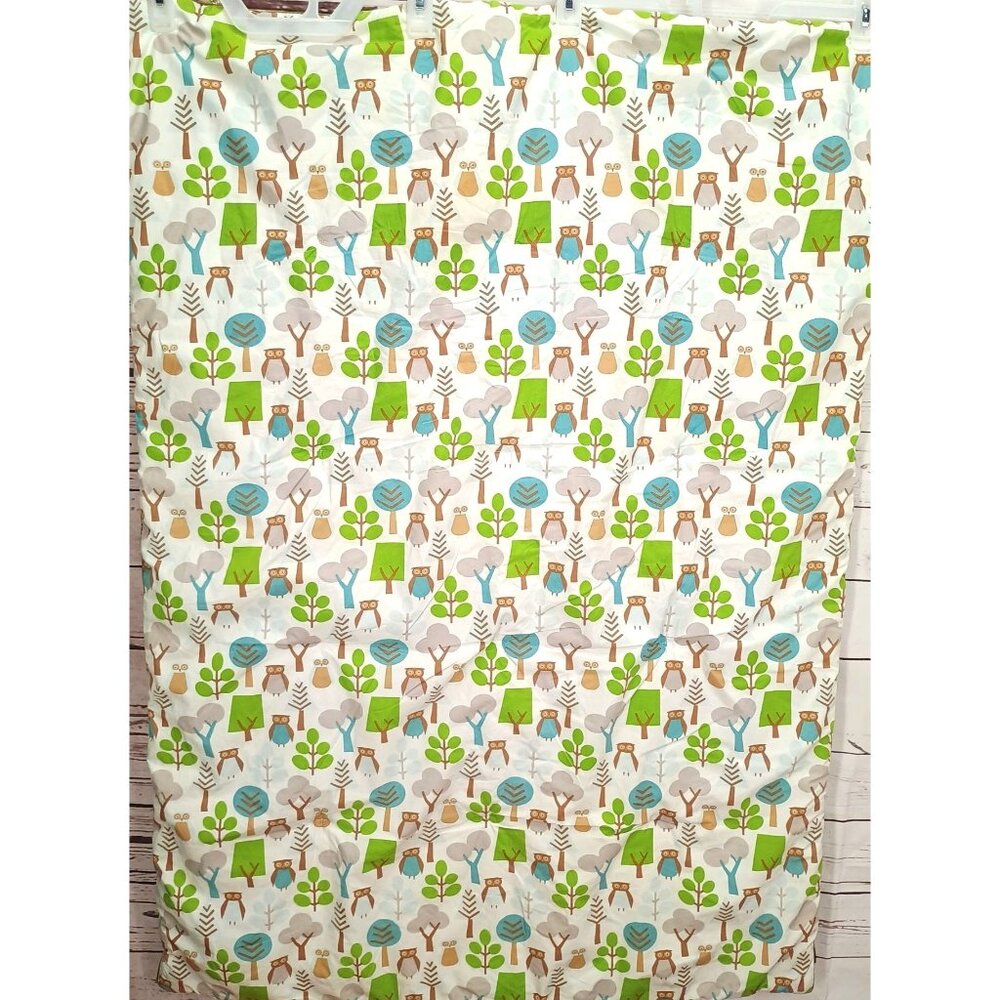 Reversible Owl & Trees Baby Blanket By Sewell Studio - Soft Cotton & Plush Fleec
